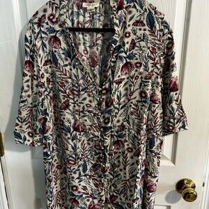 Style & Co. Red and Blue Blouse with 3/4 Sleeves